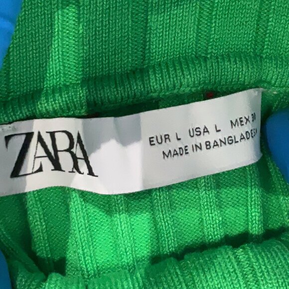 Ribbed turtleneck knit high neck tank top sleeveless mock sweater green stretch - Picture 6 of 8